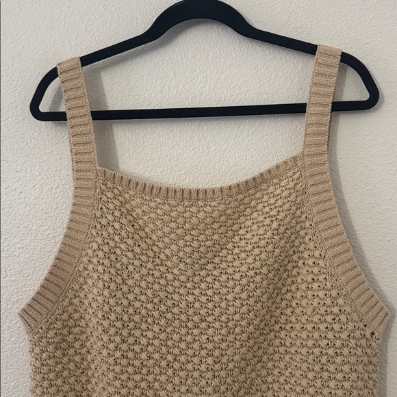 J. Crew Basket Stitch Sweater Tank Crochet Buff Clay Tan Neutral Size L/XL Boho - Picture 2 of 7